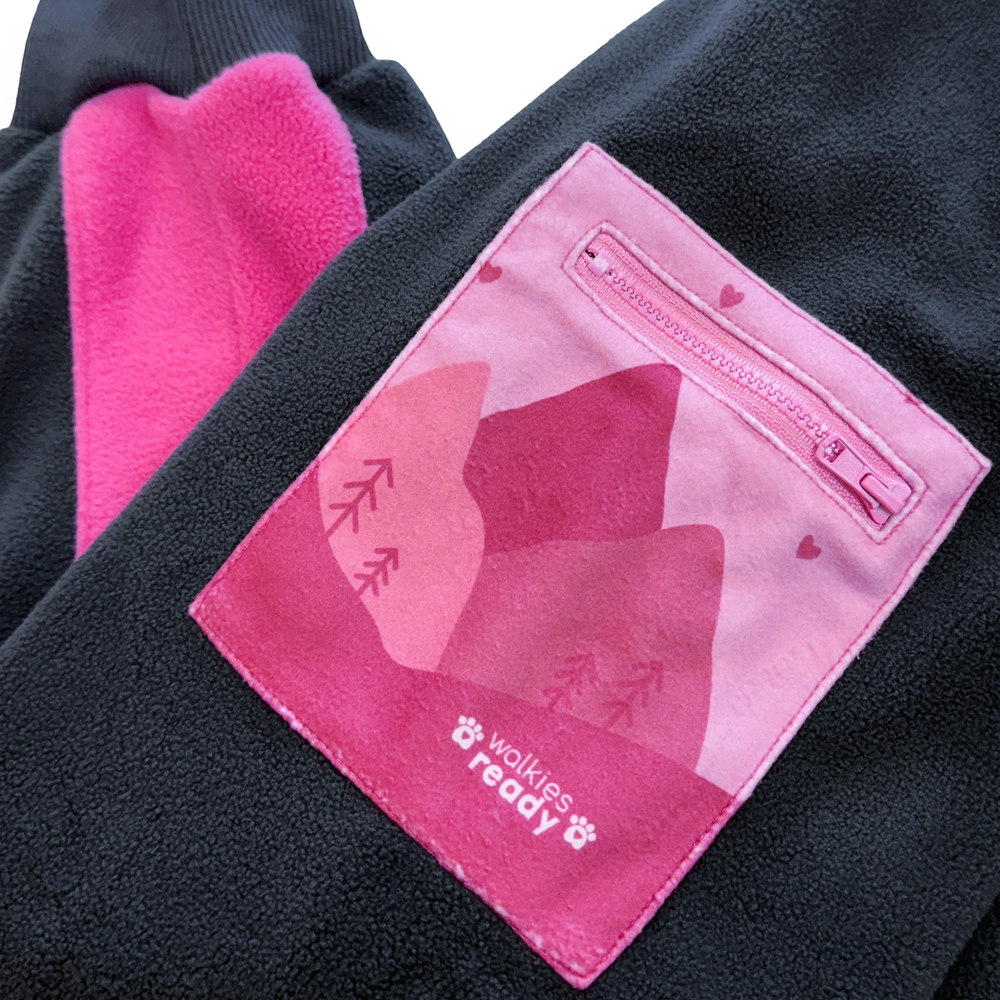 1/4 Zip Fleece - Walkies Ready® Fleece - Charcoal/Pink