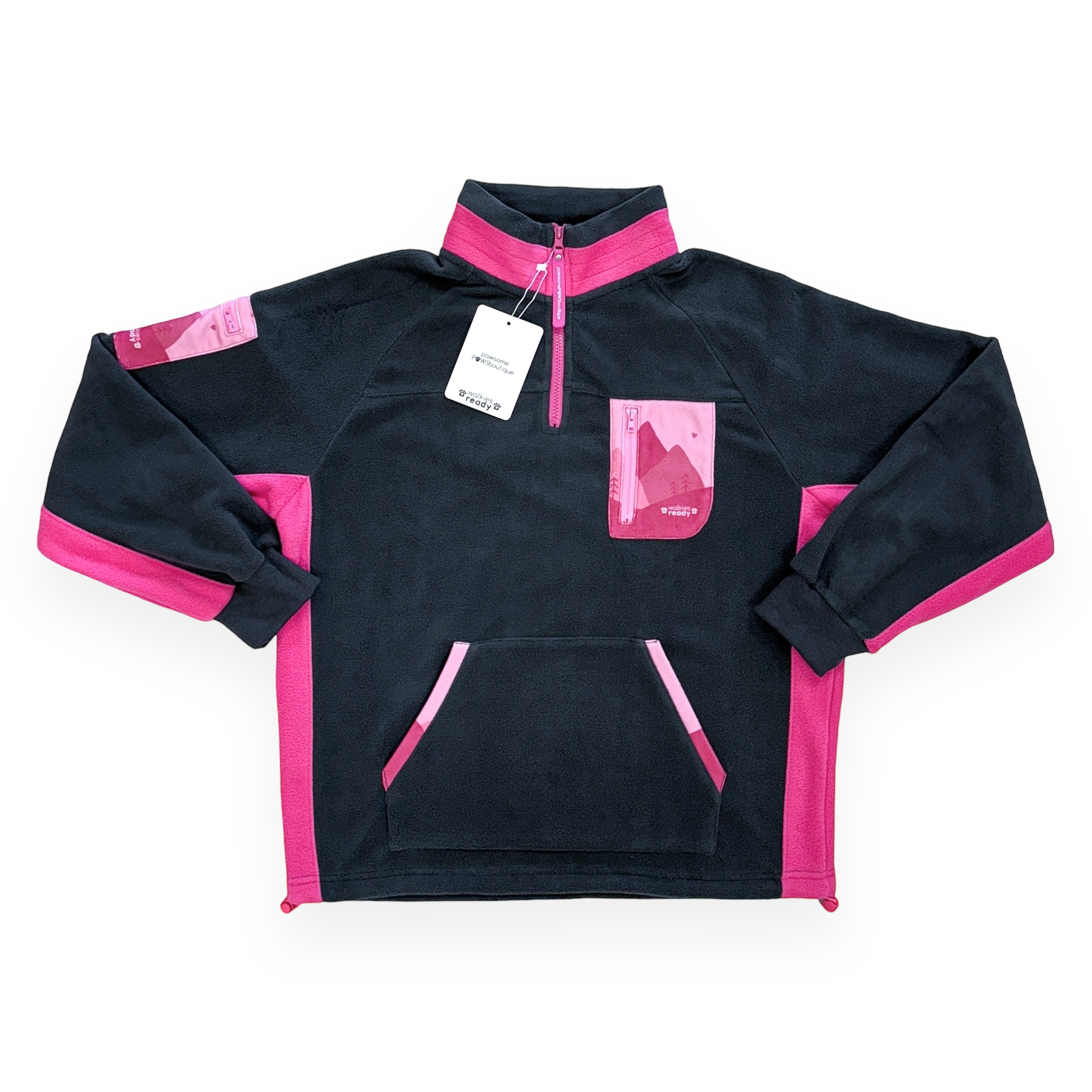 1/4 Zip Fleece - Walkies Ready® Fleece - Charcoal/Pink