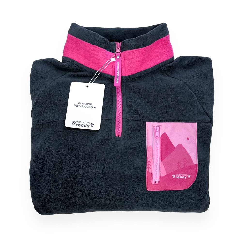 1/4 Zip Fleece - Walkies Ready® Fleece - Charcoal/Pink