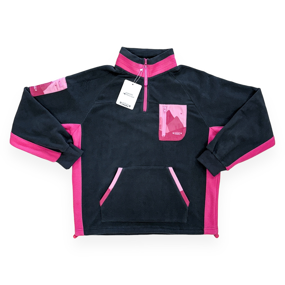 1/4 Zip Fleece - Walkies Ready® Fleece - Charcoal/Pink