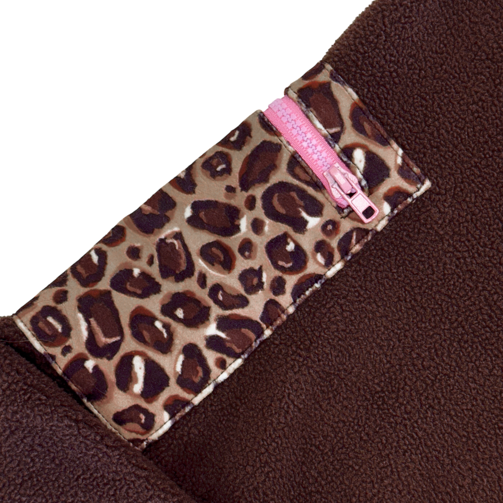 1/4 Zip Fleece  -Leopard Print