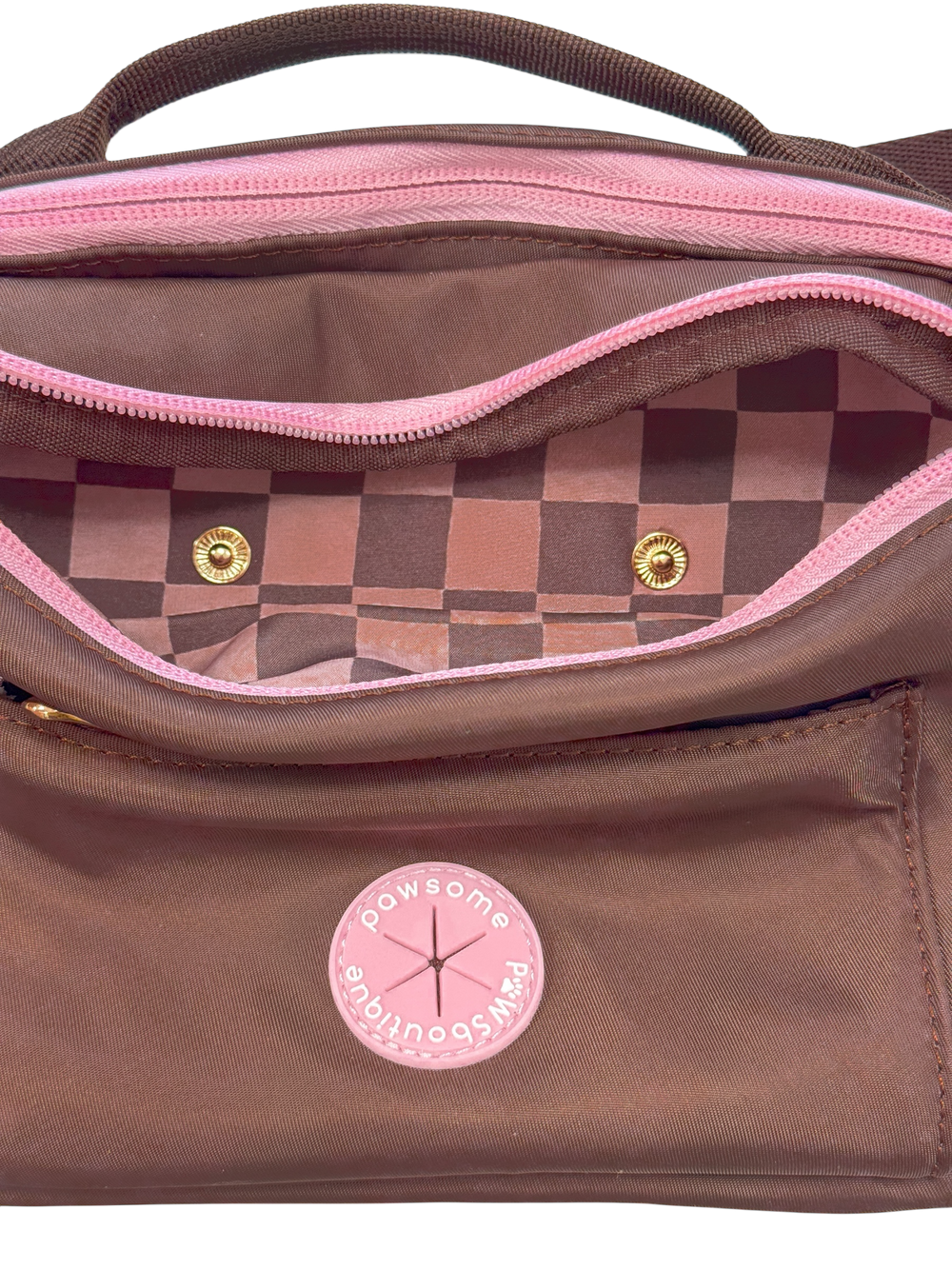 All In One Bumbag - Brown + Pink