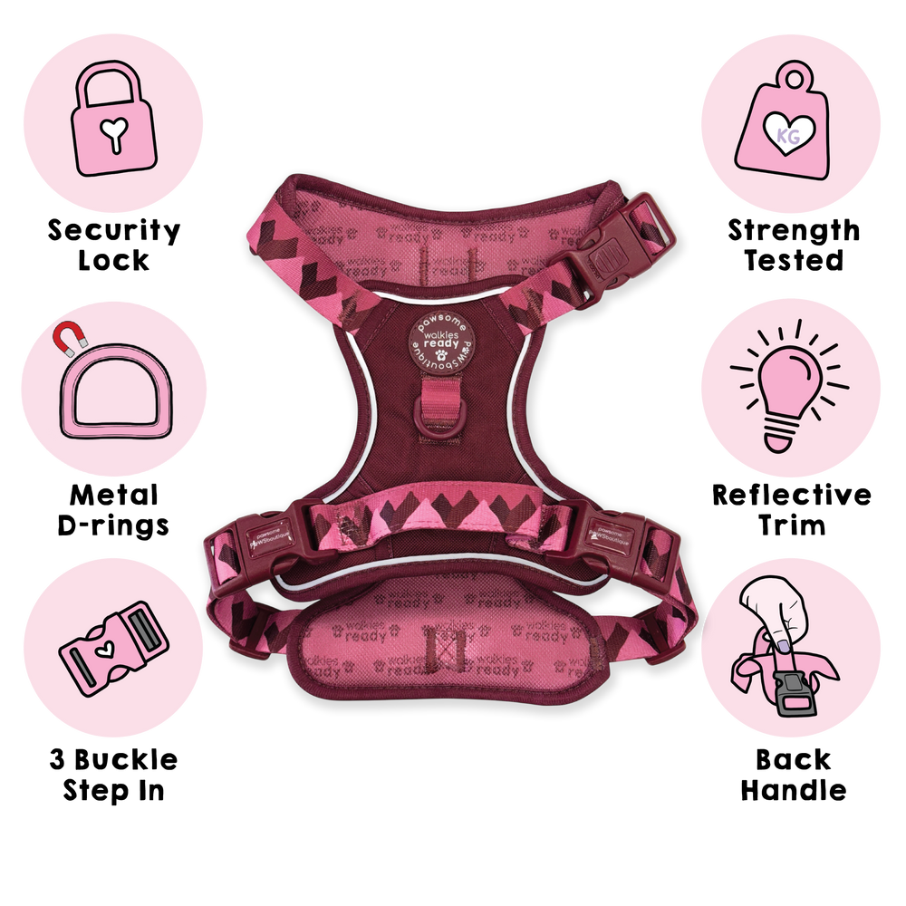 Tough Trails™ Harness - Walkies Ready® Mulberry