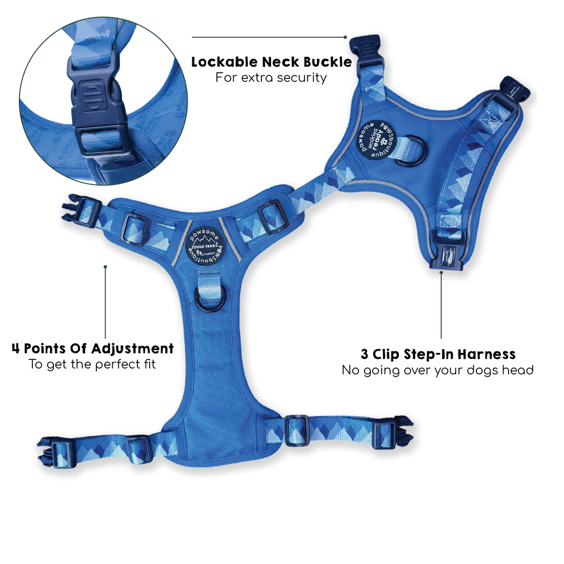 Tough Trails™ Harness - Walkies Ready® Cornflower Blue