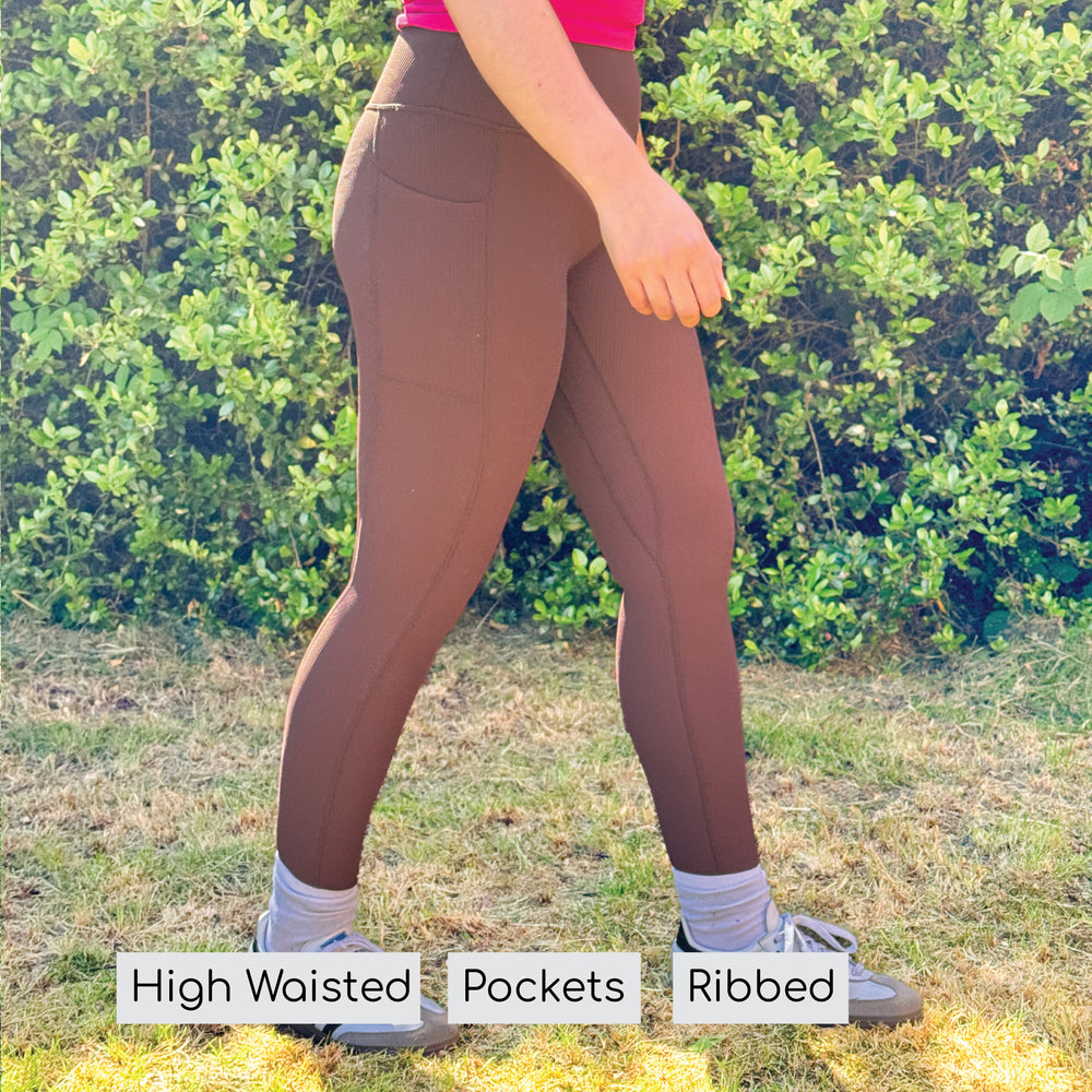 Ribbed Leggings - Brown