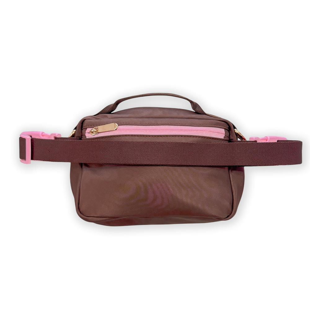 All In One Bumbag - Brown + Pink