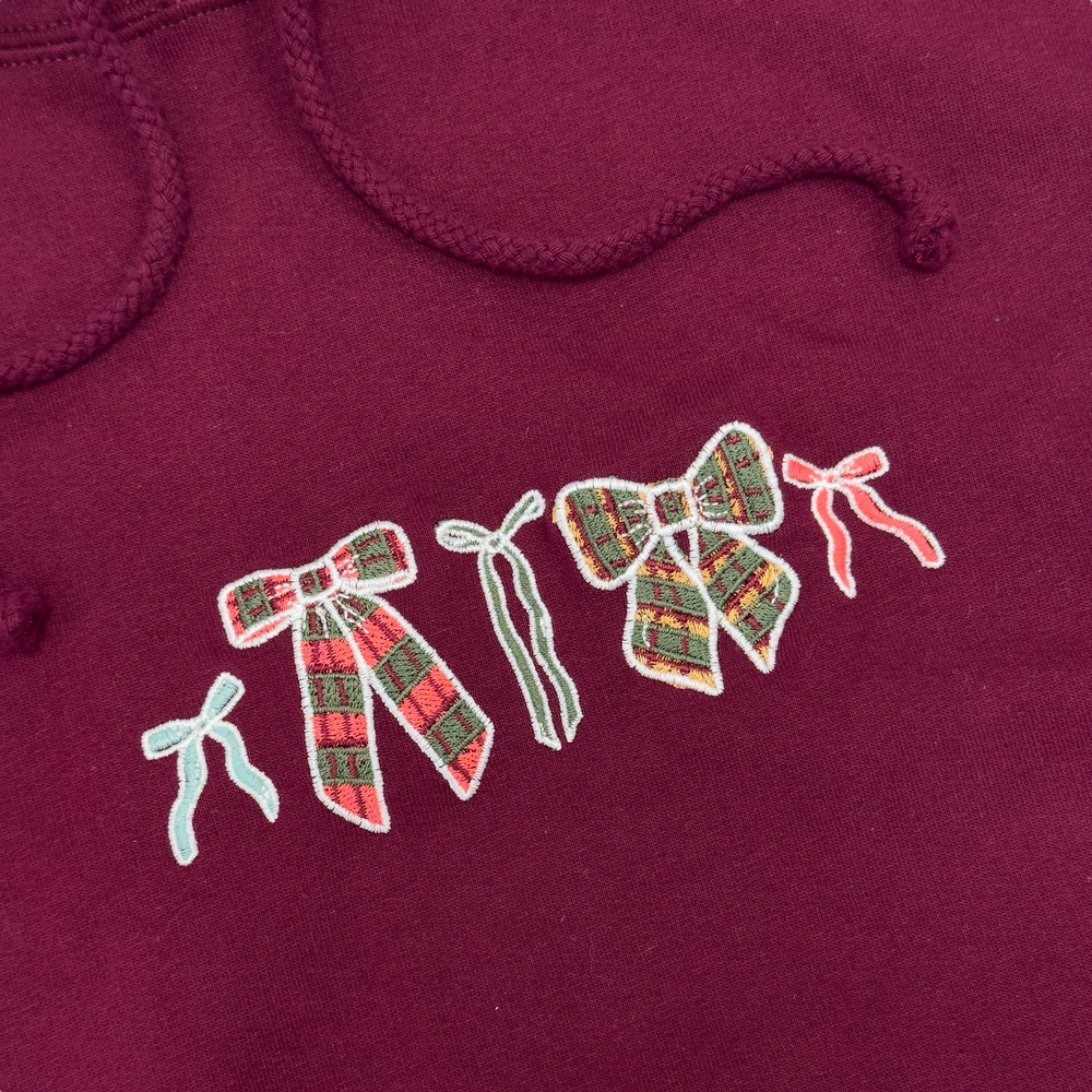 Hoodie - Bows Of Joy - Burgundy