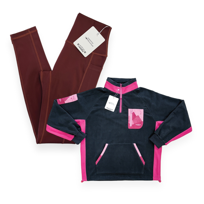 Mulberry Leggings & Charcoal/Pink Fleece Bundle