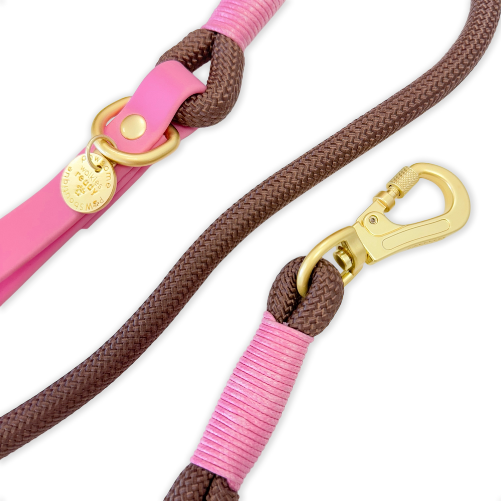 4ft Rope Lead - Brown + Pink