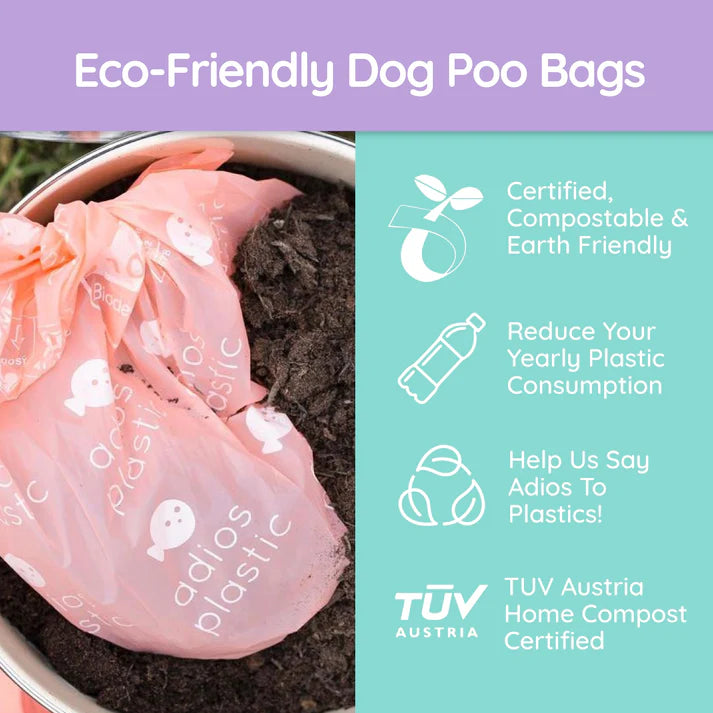 Adios Compostable Dog Poo Bags Rainbow (120 Bags)