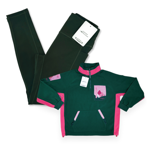 Emerald Leggings & Pink/Green Fleece Bundle
