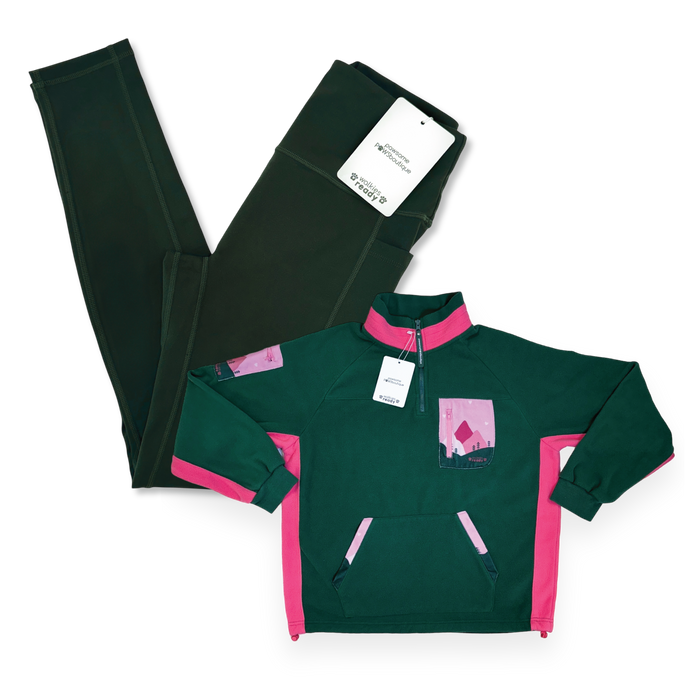 Emerald Leggings & Pink/Green Fleece Bundle
