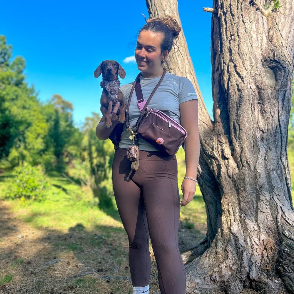 All In One Bumbag - Brown + Pink