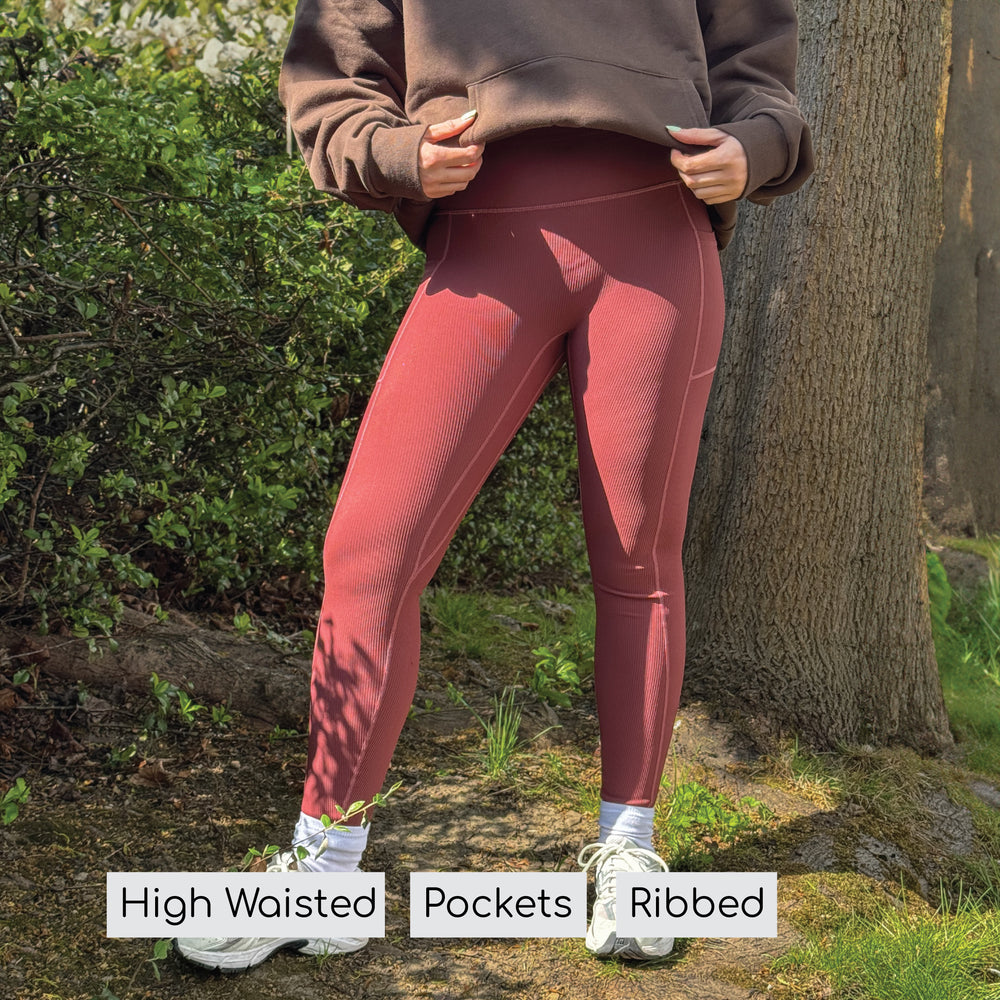 Ribbed Leggings - Mulberry