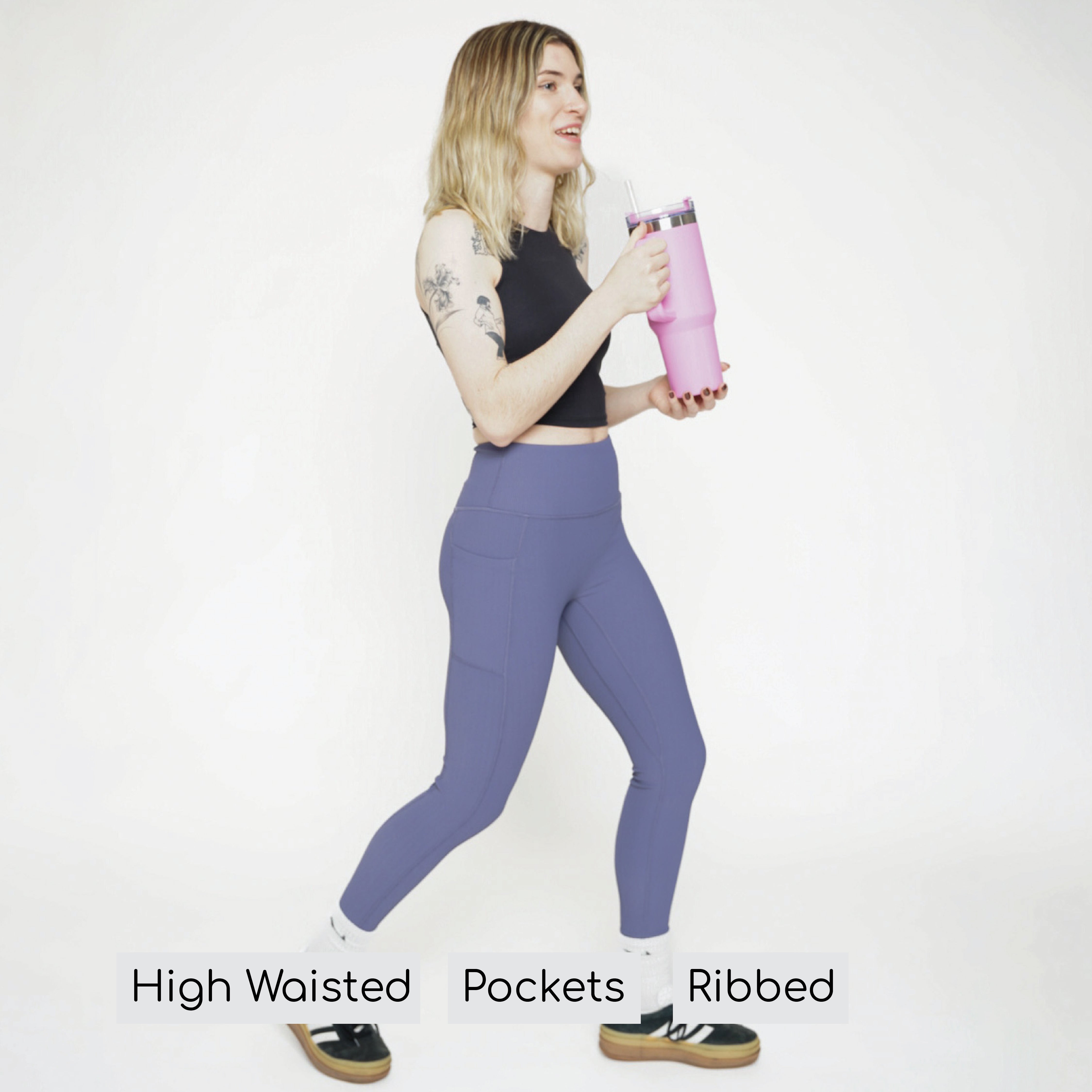 Ribbed Leggings - Indigo