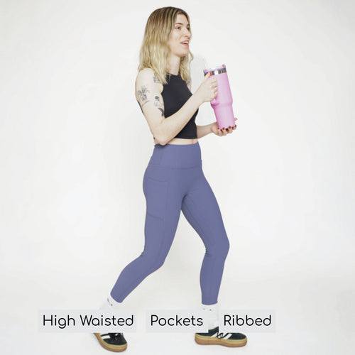 Ribbed Leggings - Indigo