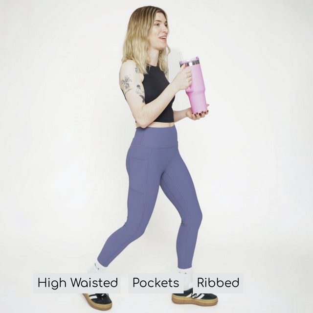 Ribbed Leggings - Indigo