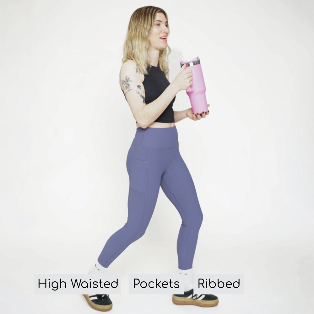 Ribbed Leggings - Indigo