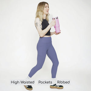 Ribbed Leggings - Indigo