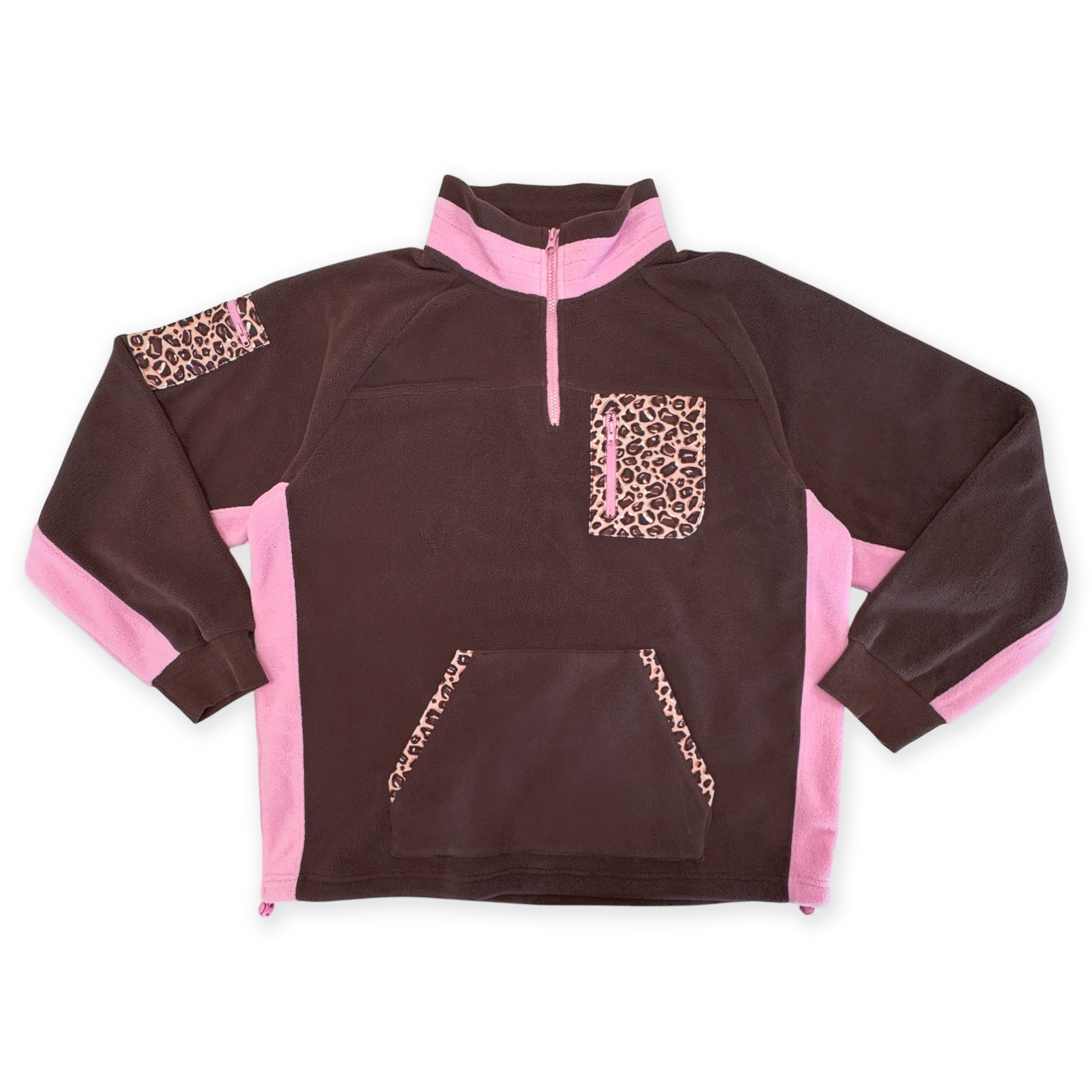 1/4 Zip Fleece  -Leopard Print