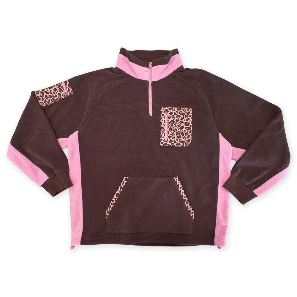1/4 Zip Fleece  -Leopard Print
