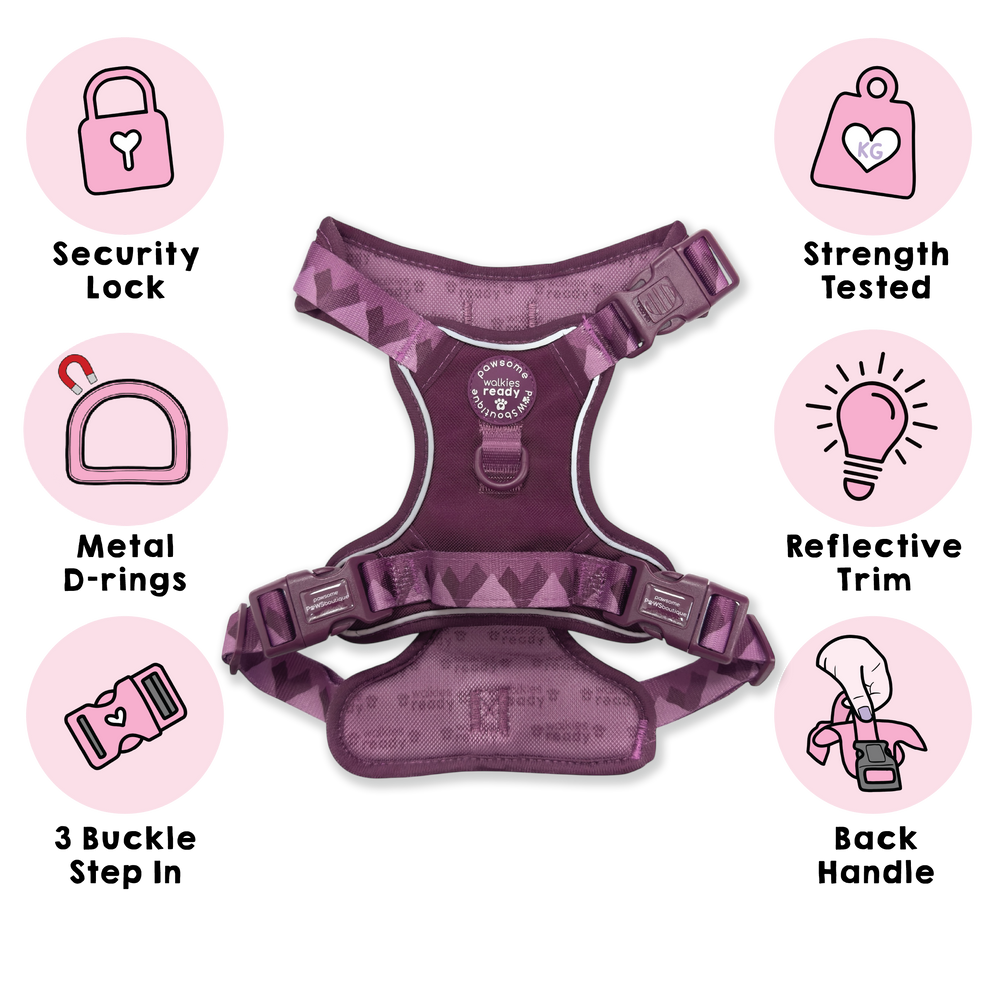 Tough Trails™ Harness - Walkies Ready® Plum