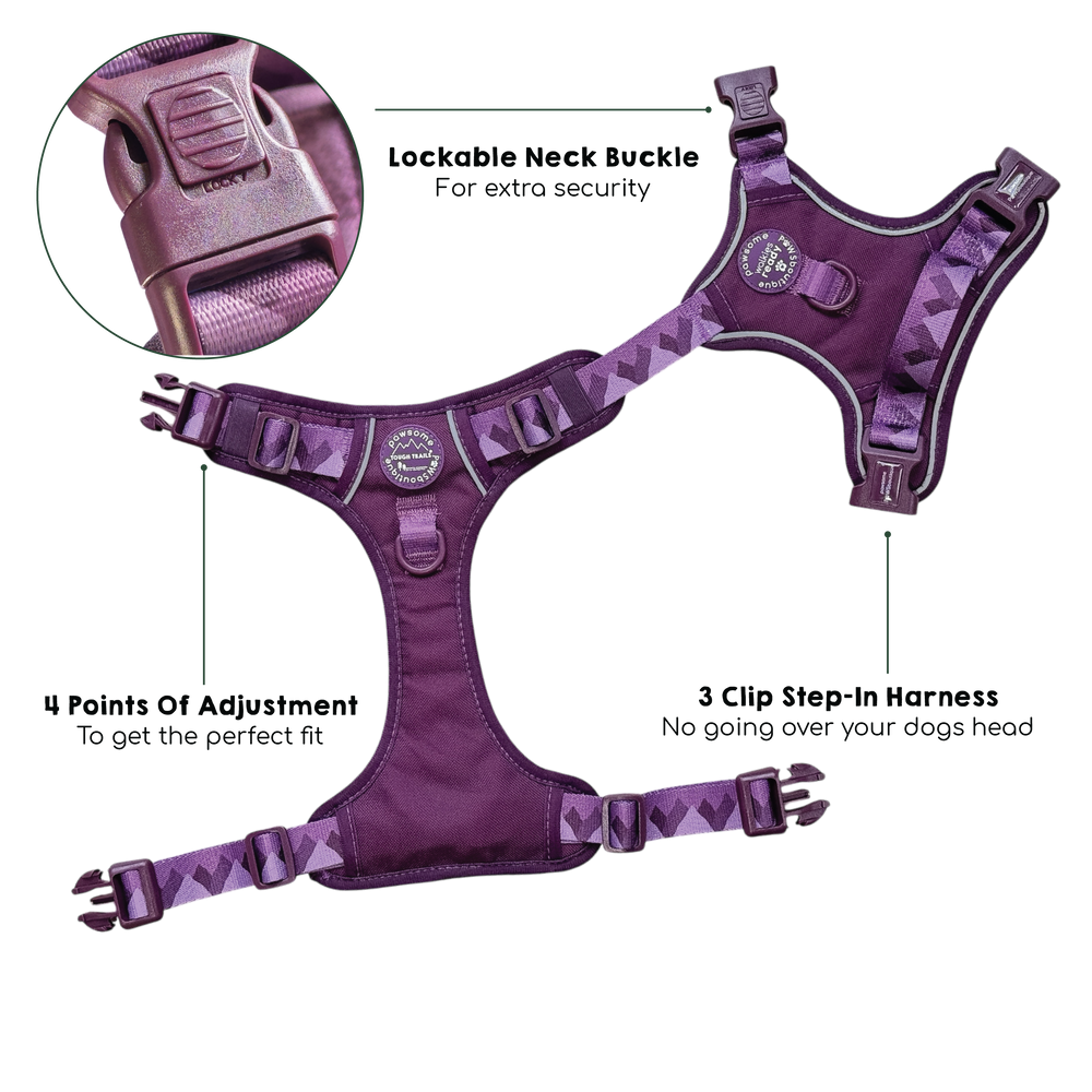 Tough Trails™ Harness - Walkies Ready® Plum